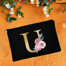 Bridesmaid Makeup Bags Floral Alphabet Print Cosmetic Case Bridal Party Make Up Pouch Necessaries Lady Tote Purse Wedding Gifts