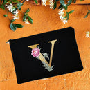 Bridesmaid Makeup Bags Floral Alphabet Print Cosmetic Case Bridal Party Make Up Pouch Necessaries Lady Tote Purse Wedding Gifts