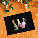 Bridesmaid Makeup Bags Floral Alphabet Print Cosmetic Case Bridal Party Make Up Pouch Necessaries Lady Tote Purse Wedding Gifts