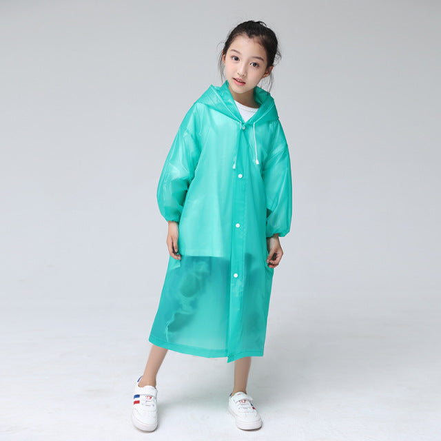 Fashion EVA Children Raincoat Thickened Waterproof Rain Coat Kids Clear Transparent Tour Waterproof Rainwear Suit