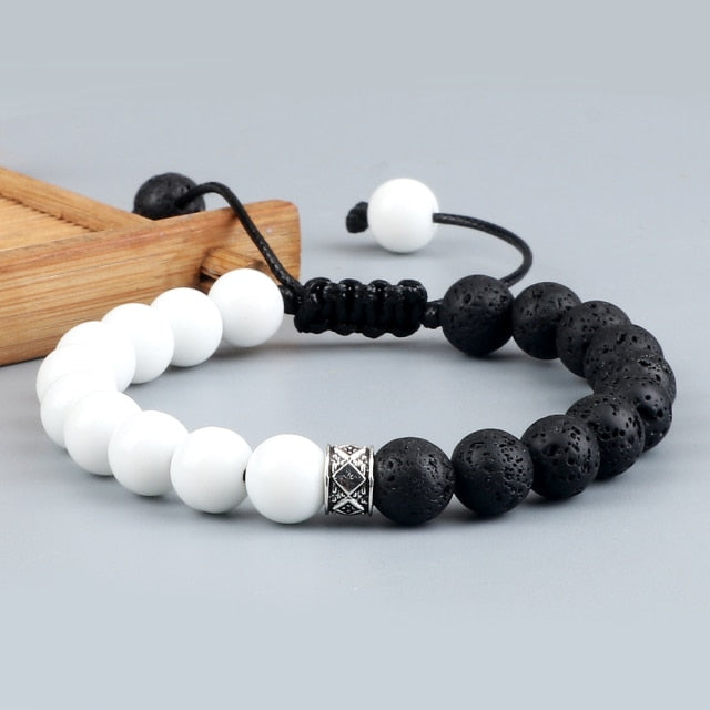 Trendy White Men Beads Bracelet Handmade Natural Tiger Eye Lava Stone Onyx Strand Adjustable Bracelets Women Yoga Energy Jewelry