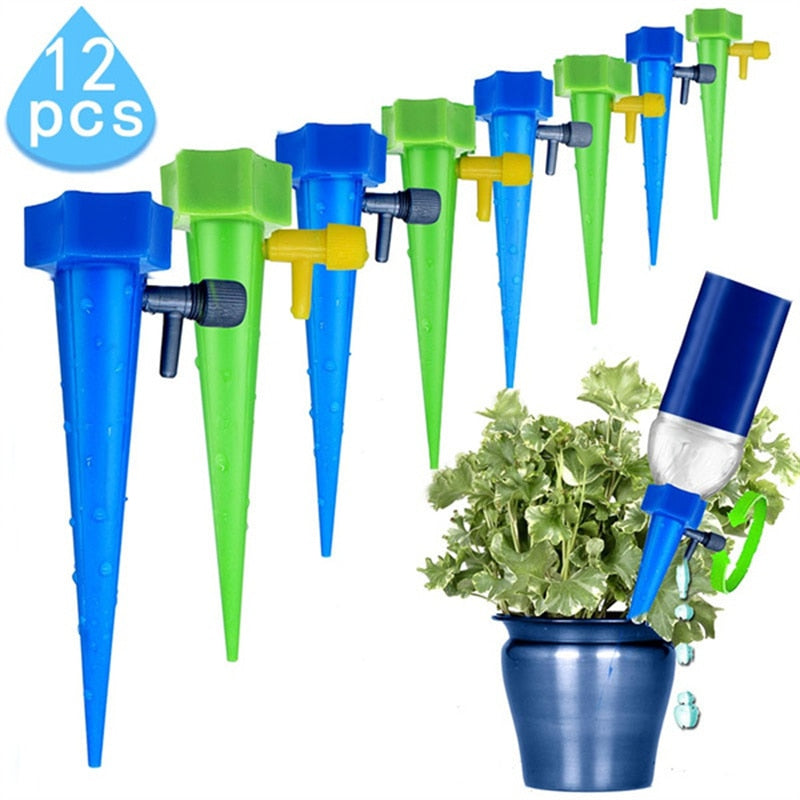 12Pcs / 6pcs Selbstbewässerungs-Kits Automatische Tröpfchenbewässerung Zimmerpflanzenbewässerung Gerät Pflanzengarten Gadgets Kreativ