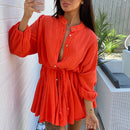 High Fashion Elegantes Pendelkleid mit V-Ausschnitt, sexy, süßes, einfarbiges Rüschenkleid, Bürodamen, elegantes, gerades, langärmliges Kleid