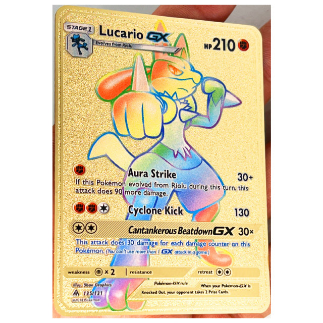 Pokemon 27 Styles New Mewtwo GX MEGA Gold Metal Card Super Game Collection Anime Cards Toys for Children Christmas Gift