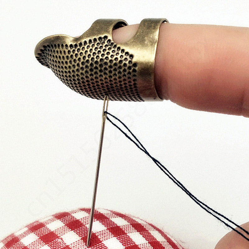 1 Uds. Protector de dedo Retro anillo de dedal antiguo aguja de trabajo manual agujas de dedal artesanía DIY accesorios de herramientas de costura para el hogar