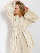 Camisón 100% de algodón para mujer, conjunto de pijama, camisón acampanado, pantalones, conjunto de mangas caídas, albornoz de 2 piezas para mujer