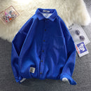 Privathinker, camisas de manga larga de pana para hombre, camisa coreana de otoño, camisa de gran tamaño informal a la moda para mujer, ropa estampada