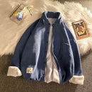 Privathinker, camisas de manga larga de pana para hombre, camisa coreana de otoño, camisa de gran tamaño informal a la moda para mujer, ropa estampada