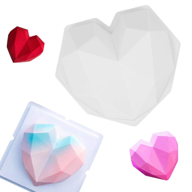 3D diamante amor corazón molde de silicona para hornear DIY mariposa hoja de arce flor Rosa Chocolate Fondant pastel artesanal herramienta de decoración
