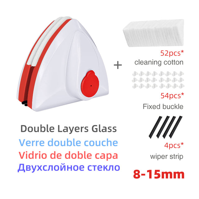JOYBOS Magnetisches Glasfenster-Reinigungswerkzeug, automatischer Wasserablass, doppelschichtiger Wischer, spezieller Fensterreiniger für den Haushalt