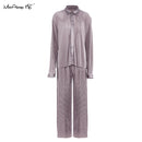 Mnealways18, pantalones de pierna ancha plisados ​​Beige, pantalones de mujer, moda 2022, pantalones sueltos informales, pantalones largos elegantes de oficina para mujer