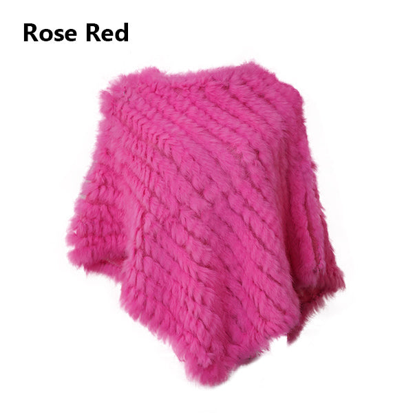 Real Rabbit Fur Knitted Natural Fur Poncho Vest Fashion Wrap Coat Shawl Lady Scarf Natural Fur Wedding Party Wholesale Cape