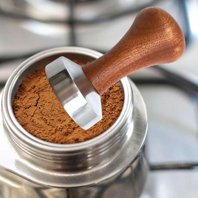 Martillo de polvo de manipulación de café, distribuidor de café con mango de madera para café y estera de Espresso, máquina de manipulación de martillo en polvo