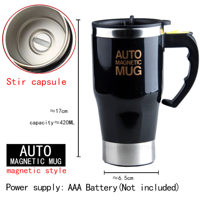 Nueva taza magnética autoagitadora automática, creativa taza mezcladora de café y leche de acero inoxidable, batidora inteligente perezosa, taza térmica