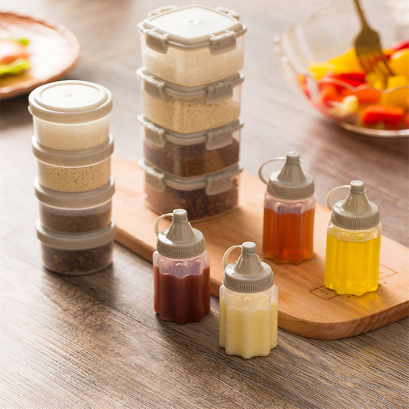 4 stücke Kunststoff Sauce Squeeze Flasche Mini Gewürz Box Salatdressing Container Outdoor Tragbare Grill Gewürzglas Küchenwerkzeug