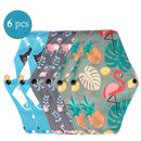 Almohadillas menstruales reutilizables, 6 uds., servilleta sanitaria lavable para mujer, almohadilla Menstrual lavable de carbón de bambú y algodón