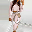 Vestido elegante traje para Mujer moda 2021 conjunto de falda de fiesta Silm Fit manga larga estampado cordón fruncido vestido Mujer bata Mujer