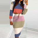 Vestido elegante traje para Mujer moda 2021 conjunto de falda de fiesta Silm Fit manga larga estampado cordón fruncido vestido Mujer bata Mujer