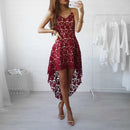 Off Shoulder Lace Patchwork Elegant Dress Women Summer 2021 V Neck Spaghetti Strap Dress Female New Fashion Solid Party Dresses