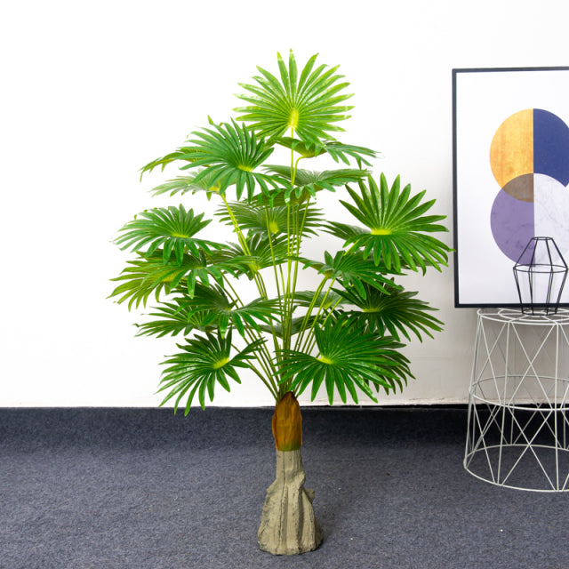 Palmera Artificial grande de 125cm, ramas de plantas tropicales, hojas falsas de plástico, Monstera verde para el hogar, jardín, habitación, decoración de oficina