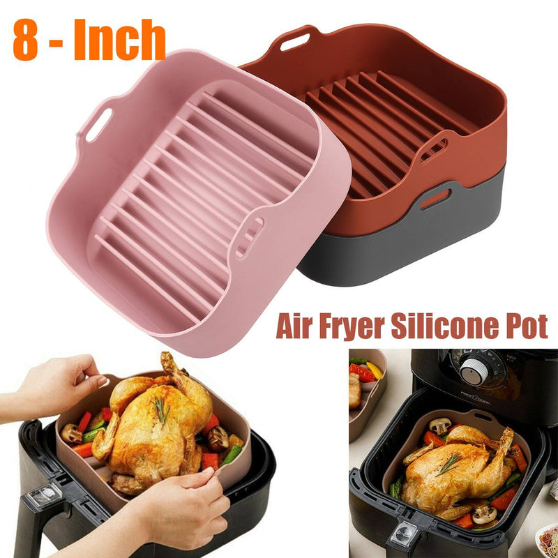 Multifunctional Silicone Pot Air Fryers Oven Heated Tray Basket Heat-resistant Thick BBQ Bread Chicken Pizza Basket Baking Tray