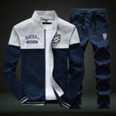 New Men Sets Fashion Sporting Full Suit Brand Patchwork Zipper Sweatshirt +Sweatpants Mens Clothing 2 Pieces Sets Slim Tracksuit