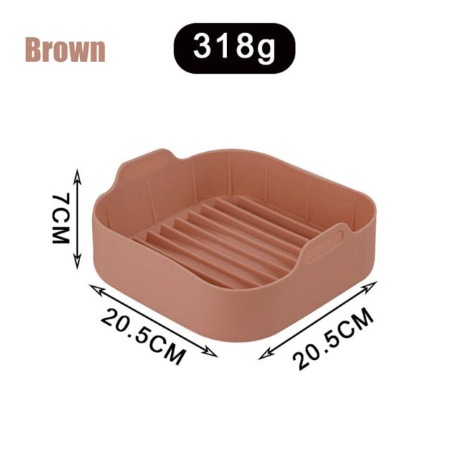 Air Fryer Silicone Pot Square Oven Baking Accessories Bread Fried Chicken Pizza Grill Baking Tray Replacement for Air Fryer