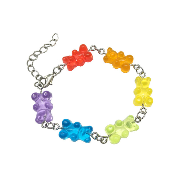 Cartoon-Regenbogen-Süßigkeitsbär Ins Farbiges Gummibärchen-Bären-Bounce-Di-Hip-Hop-Gelee-Farben-Armband-Mädchen-Armband-Geschenk