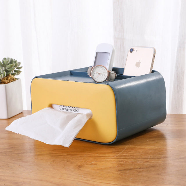 Tissue Storage Box Napkin Holder Multifunctional Sundries Storage Ontainer Living Room Stationery Organizer Box for Home Office