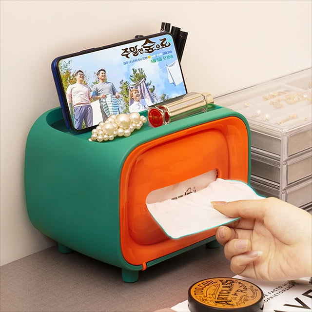 Tissue Storage Box Napkin Holder Multifunctional Sundries Storage Ontainer Living Room Stationery Organizer Box for Home Office