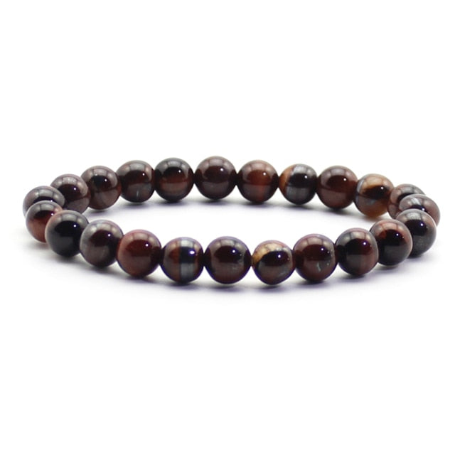 Pulsera de cuentas naturales para hombre, piedra Natural de 8mm, roca de lava, ojo de tigre, ónix negro, cuentas curativas mate, abalorio elástico, joyería de Yoga para mujer