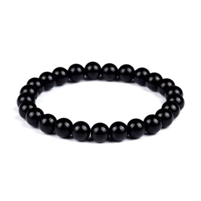 Pulsera de cuentas naturales para hombre, piedra Natural de 8mm, roca de lava, ojo de tigre, ónix negro, cuentas curativas mate, abalorio elástico, joyería de Yoga para mujer