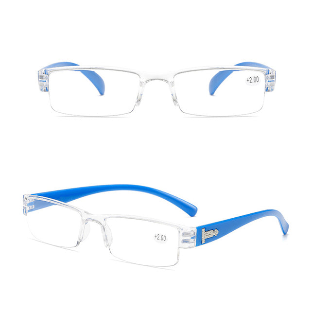 Gafas de lectura de moda coreana para hombres y mujeres, lentes transparentes, gafas presbiópicas de medio marco 1,0 1,5 2,0 2,5 3,0 3,5 4,0 para lector
