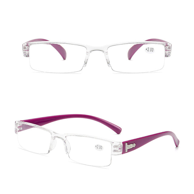 Korean Fashion Reading Glasses Men Women Clear Lens Half Frame Presbyopic Eyewear 1.0 1.5 2.0 2.5 3.0 3.5 4.0 for Reader