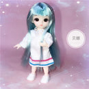 BJD Mini 16cm Doll 13 Movable Joints 1/12 Multi-color Hair Princess Doll and Clothes Can Dress Up Girls DIY Toys Birthday Gifts