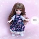 BJD Mini 16cm Doll 13 Movable Joints 1/12 Multi-color Hair Princess Doll and Clothes Can Dress Up Girls DIY Toys Birthday Gifts
