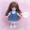 BJD Mini 16cm Doll 13 Movable Joints 1/12 Multi-color Hair Princess Doll and Clothes Can Dress Up Girls DIY Toys Birthday Gifts