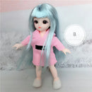 BJD Mini 16cm Doll 13 Movable Joints 1/12 Multi-color Hair Princess Doll and Clothes Can Dress Up Girls DIY Toys Birthday Gifts