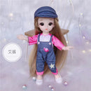 BJD Mini 16cm Doll 13 Movable Joints 1/12 Multi-color Hair Princess Doll and Clothes Can Dress Up Girls DIY Toys Birthday Gifts