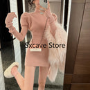 2022 Spring Knitted Dress Party Sexy Slim Casual Y2k Mini Dress Sweater Women Design Long Sleeve Elegant One Piece Dress Korean