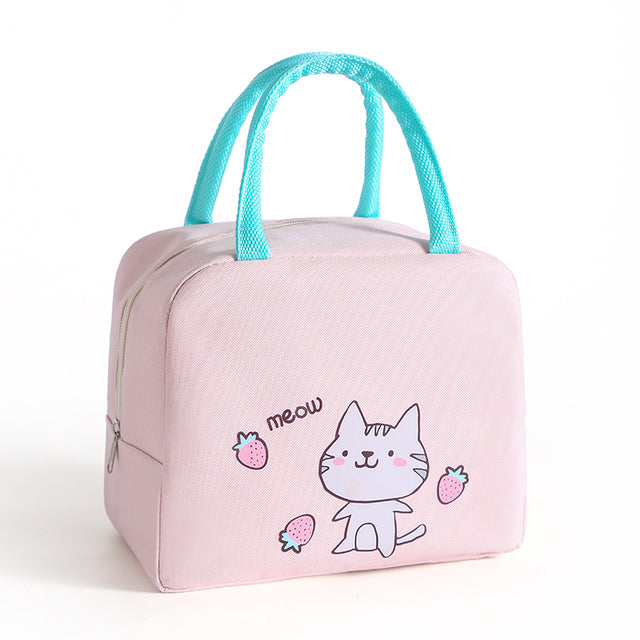 Portable Lunch Bag Lunch Box Thermal Insulated Canvas Tote Pouch Kids School Bento Portable Dinner Container Picnic Food Storage