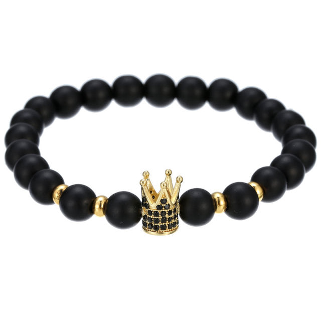 2022 Fashion Micro CZ King crown charm bracelet handmade stretch men&