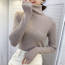 Zoki New 2022 Women Pullover Turtleneck Sweater Autumn Long Sleeve Slim Elastic Korean Simple Basic Cheap Jumper Solid Color Top