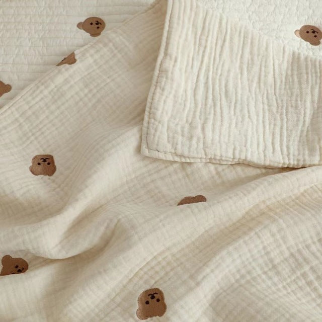 Manta MILANCEL Ins para bebé recién nacido, bordado de oso coreano, manta para dormir para niños, accesorios de ropa de cama de algodón