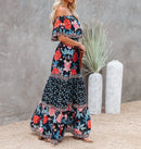 Vestidos largos Vintage estampados de verano para mujer, vestido Sexy de fiesta bohemio a la moda con volantes y hombros descubiertos, vestido veraniego de playa para mujer 2022