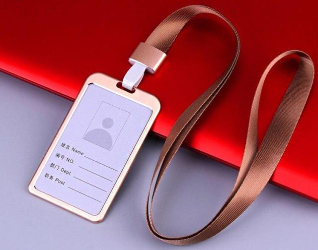 Fashion Card Cover Women Aluminum Alloy Work Name Card Holders Business Work Card ID Badge Lanyard Holder Metal Bags Case