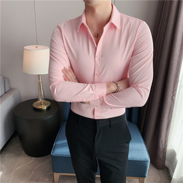 British Style Long Sleeve Shirt Men Clothing Fashion 2022 Autumn Business Formal Wear Chemise Homme Slim Fit Camisa Masculina