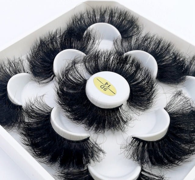 Neue 5 Paar 25 mm 3D-Nerzwimpern Bulk Faux mit benutzerdefinierter Box Wispy Natural Nerzwimpern Pack Short Wholesales Natural False Eyelashes