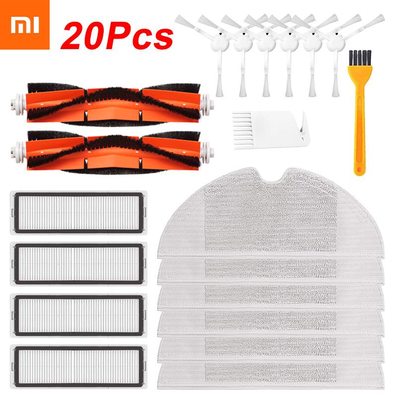 20 piezas filtro Hepa cepillo principal paño de mopa Kits de repuesto para Xiaomi Mijia 1C/STYTJ01ZHM Robot aspirador accesorios de pieza