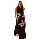 MOVOKAKA Spring Summer Print Long Dress Women Beach Holiday Casual Fashion Elegant Dresses Party Sleeveless V Neck Maxi Dresses